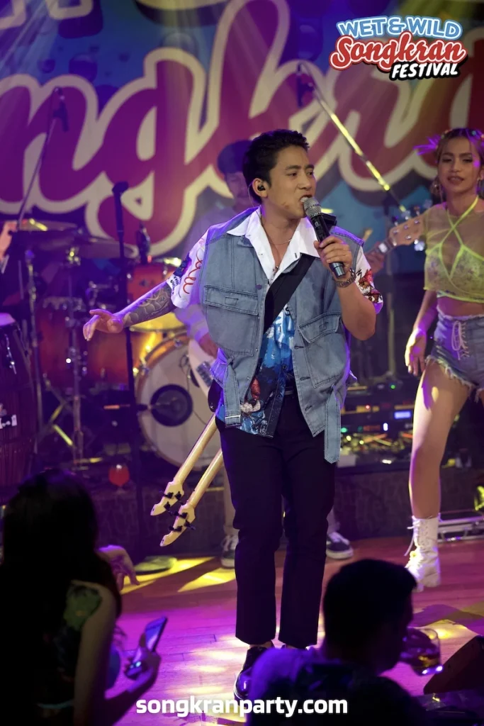 hot Thai singer Ble Patumrach on stage of the Wet and Wild Songkran Festival