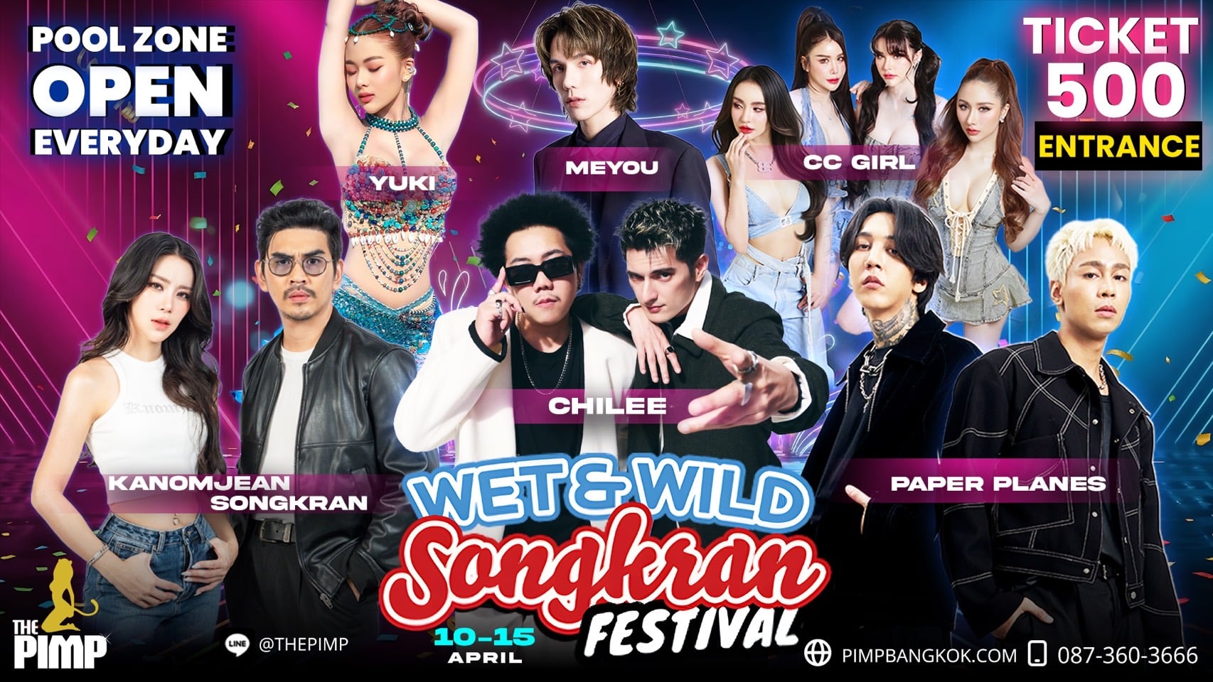 Wet and Wild Songkran festival Line up 2026
